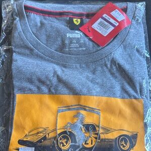 Puma Gray Tee with Yellow Ferrari Graphic Shield